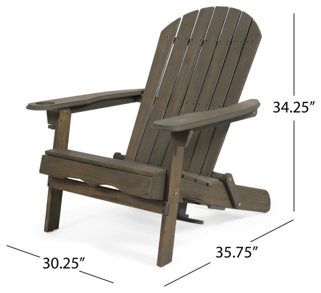 Javion Outdoor Acacia Wood Folding Adirondack Chairs, Set of 2 ...