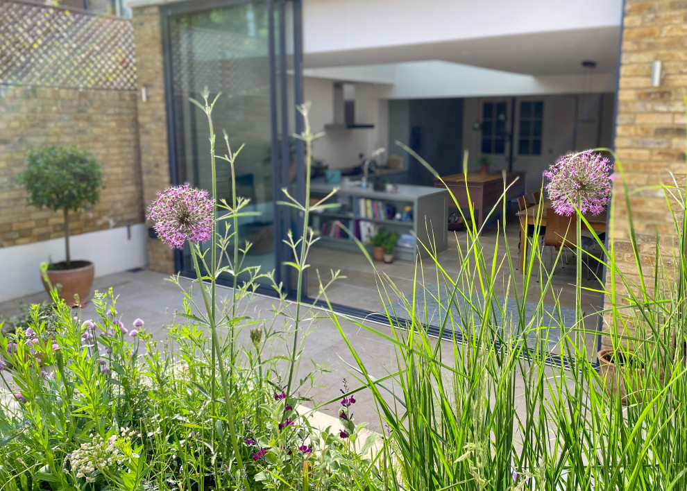 Inspiration for a large contemporary backyard garden in London.