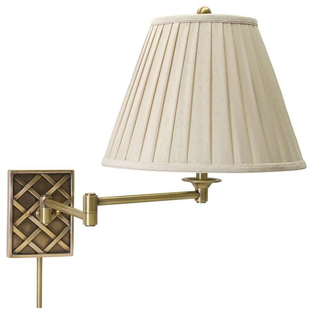 House Of Troy Antique Brass Swing Arm Wall Basket Ws760 Ab