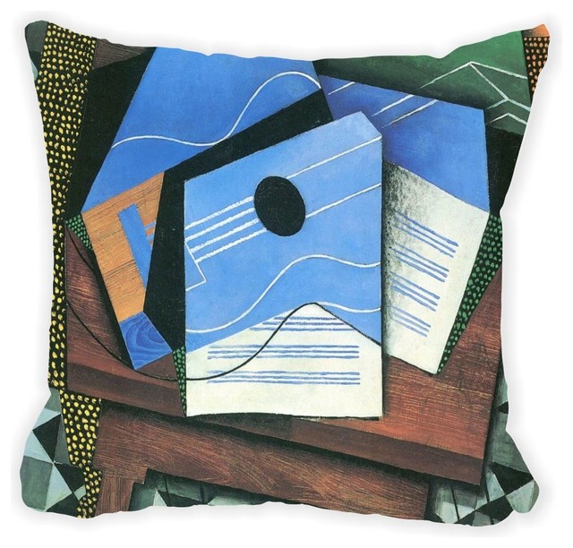 Juan Gris Art Table With Blue Guitar Microfiber Throw Pillow - Contemporary - Decorative Pillows ...