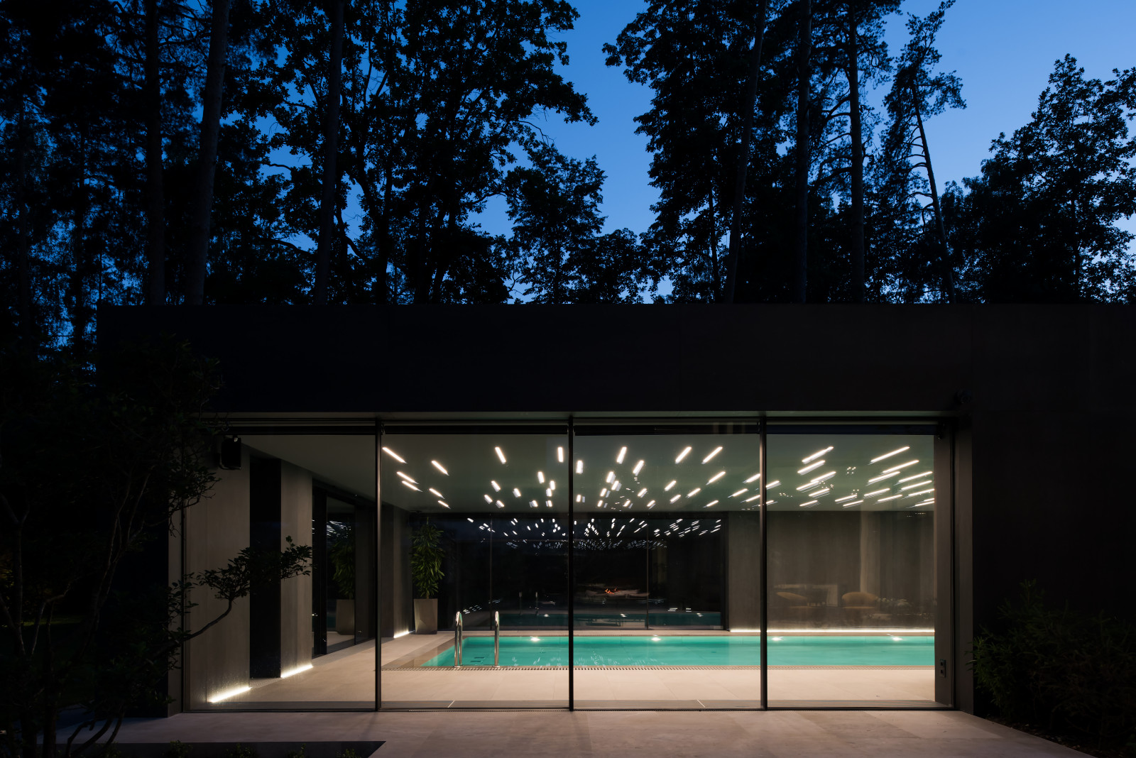 Бассейн с панорамными окнами (Villa Zhukovka)