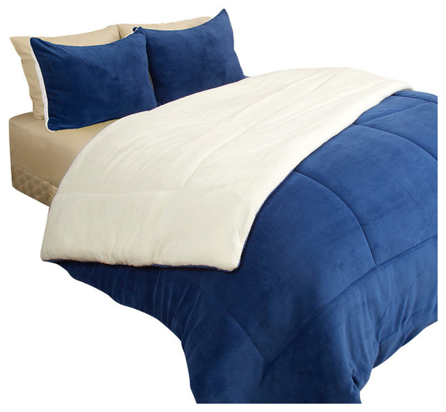 Lavish Home 2 Piece Sherpa/Fleece Comforter Set, Twin, Burgundy Comforters And Comforter Sets