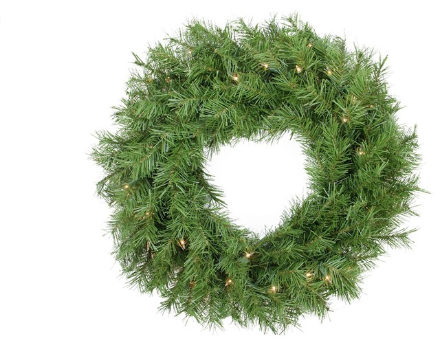 24" PreLit Northern Frasier Fir Artificial Christmas Wreath, Clear