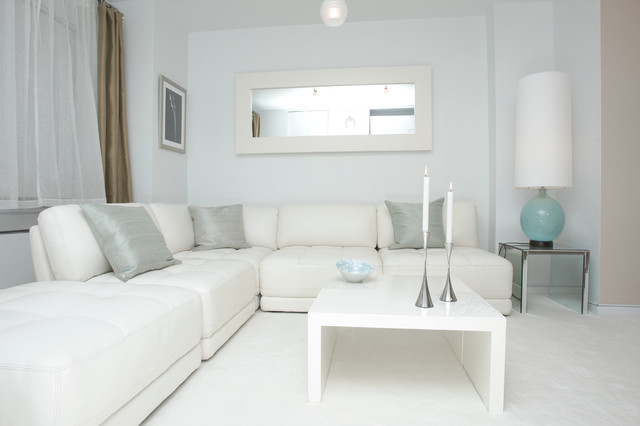 white modern design - contemporary - living room - new york -