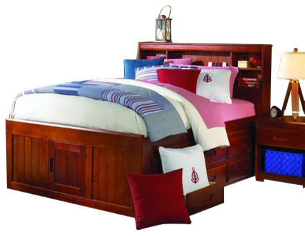 Full Size Captains Bed With Bookcase Headboard And Six Storage