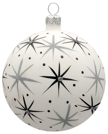 White Sky And Star Ball Ornament Contemporary Christmas Ornaments By Glassor Us Houzz