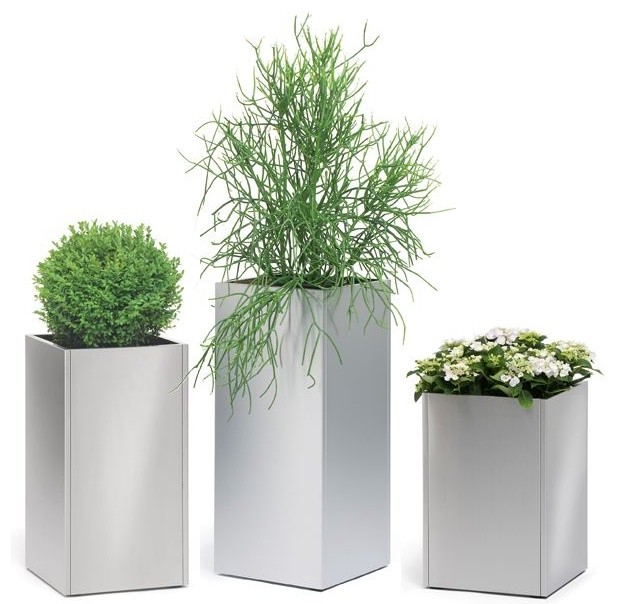 Stainless Steel Outdoor Planters  Modern  Patio 