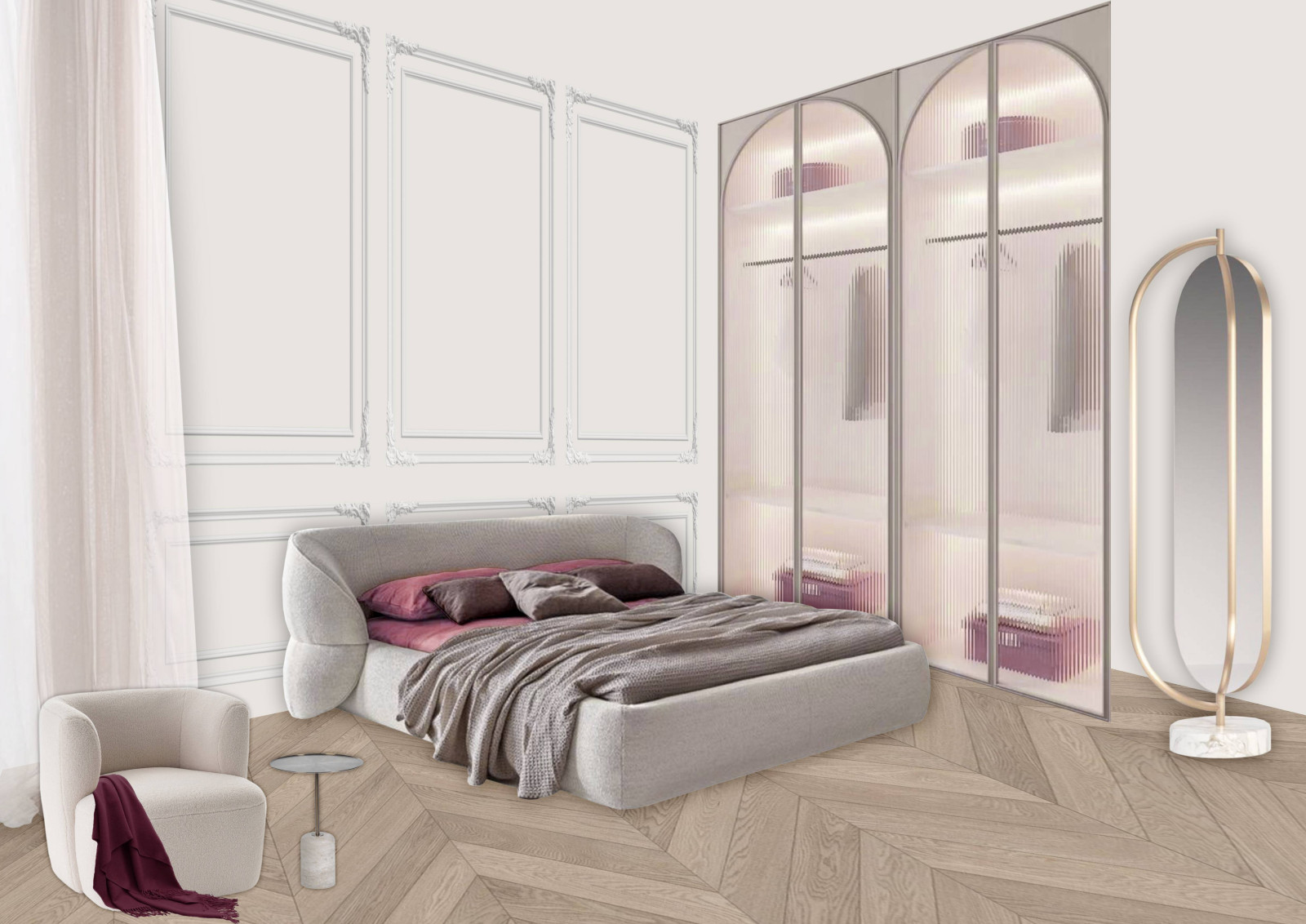 Стилевой коллаж спальни