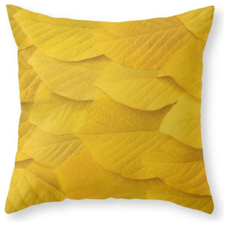 Yellow Leaves... Couch Throw Pillow - Cover (18  x 18 ) with pillow insert - Ind