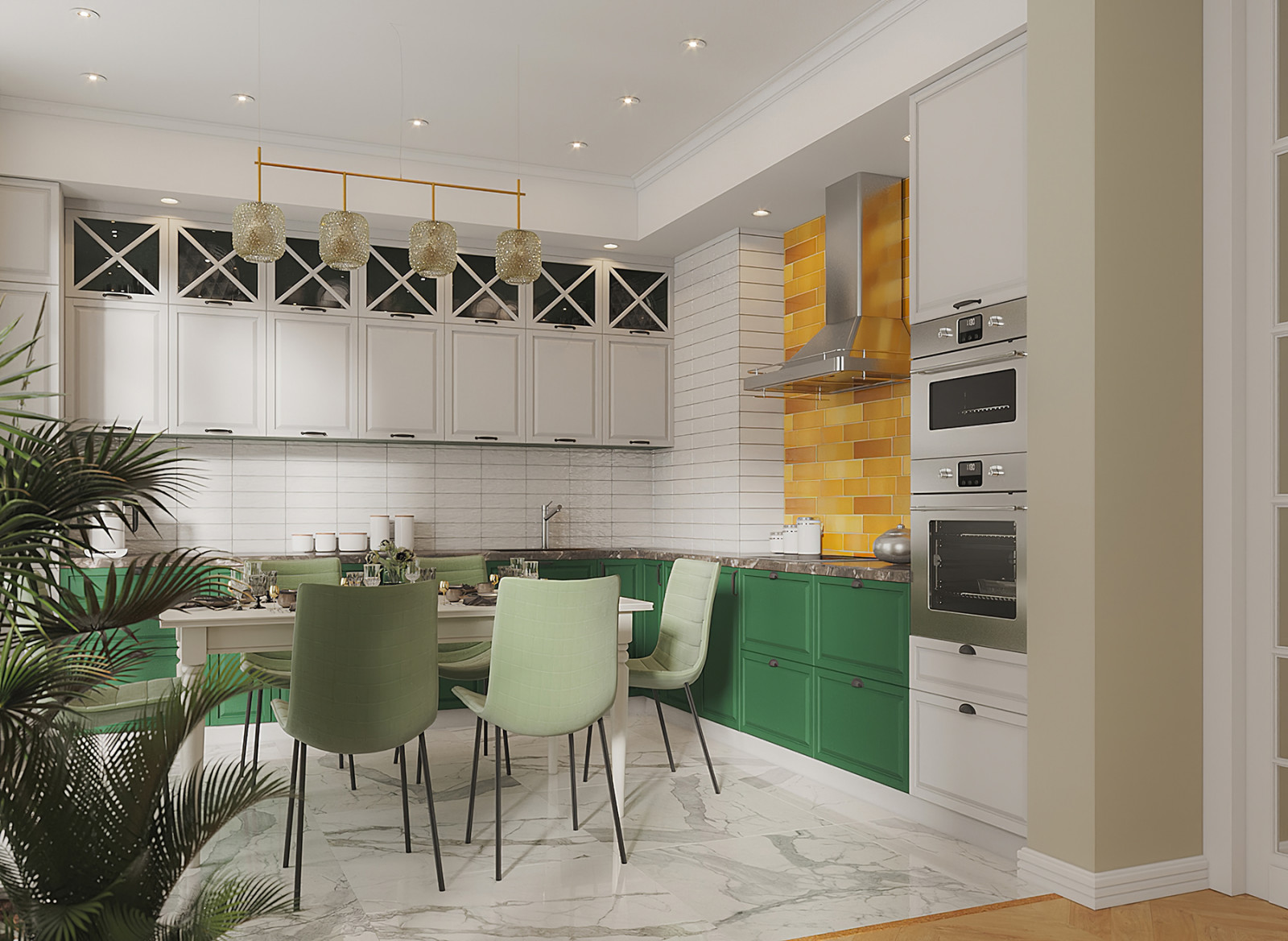 Кухня-гостиная и санузел в частном доме