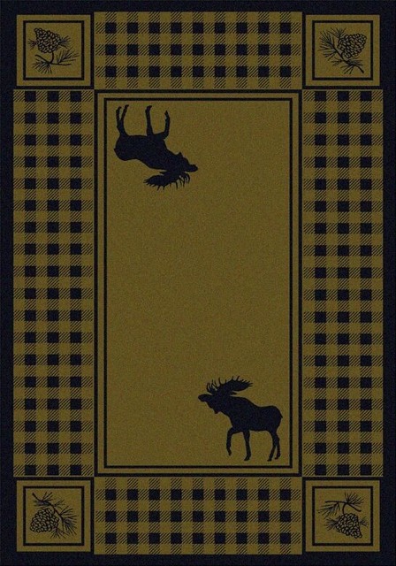 Moose Refuge Rug, Green, 4'x5', Rectangle
