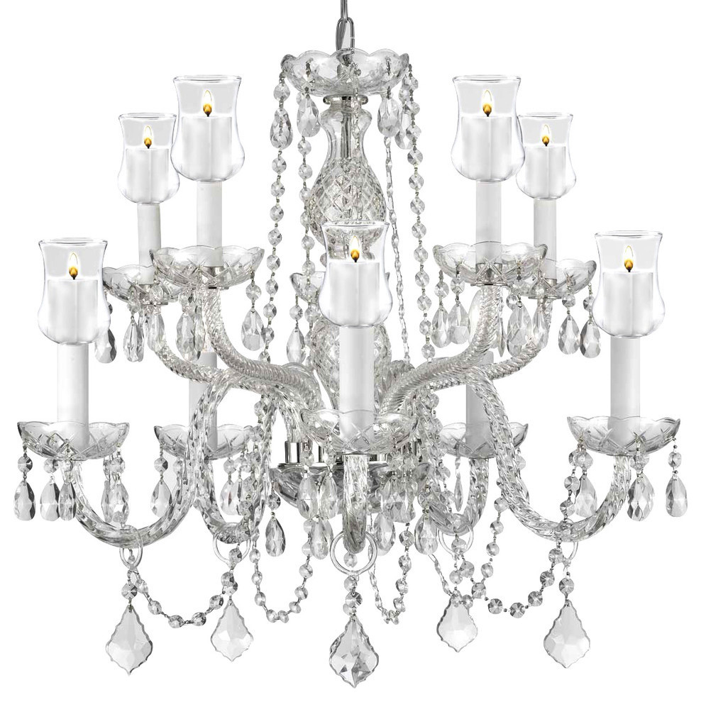 Crystal Chandelier Lighting With Candle Votives Traditional