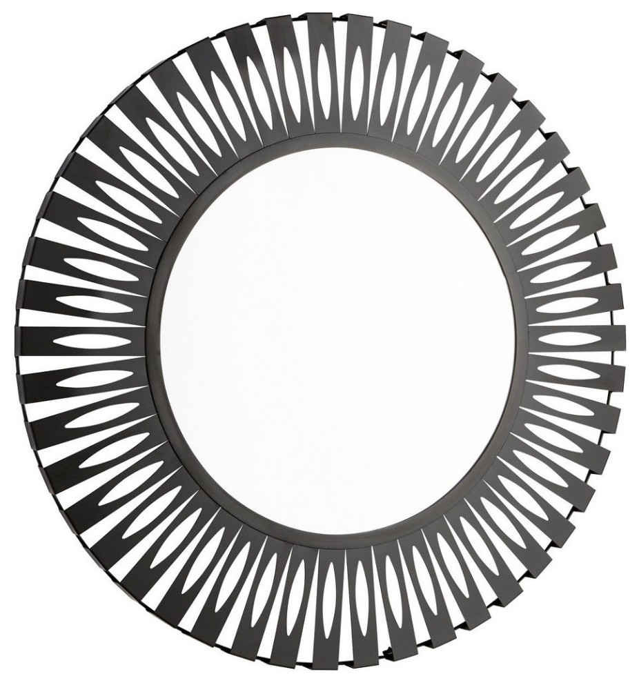 Sunburst Round Decorative Wall Mirror in Graphite Finish Metal Frame