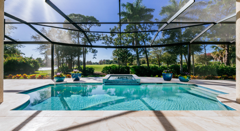 Transitional custom-shaped pool in Other.