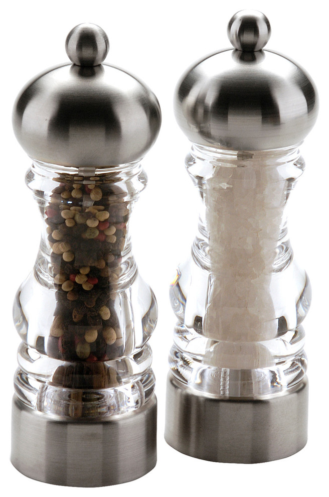 Miu France Stainless Steel and Acrylic Salt and Pepper Grinders, Set of 2