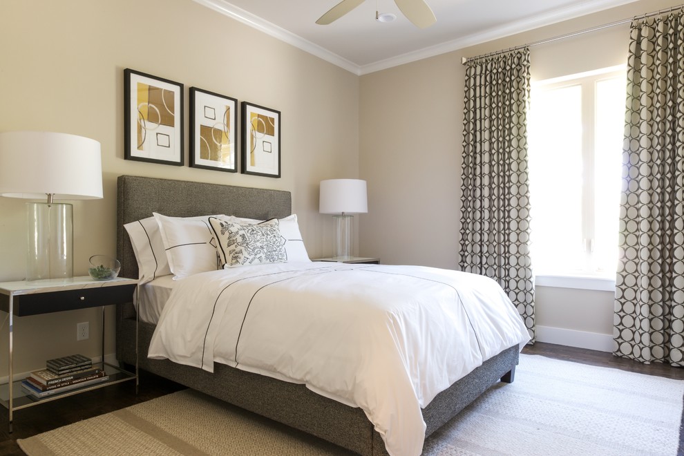 Transitional guest bedroom in Dallas.