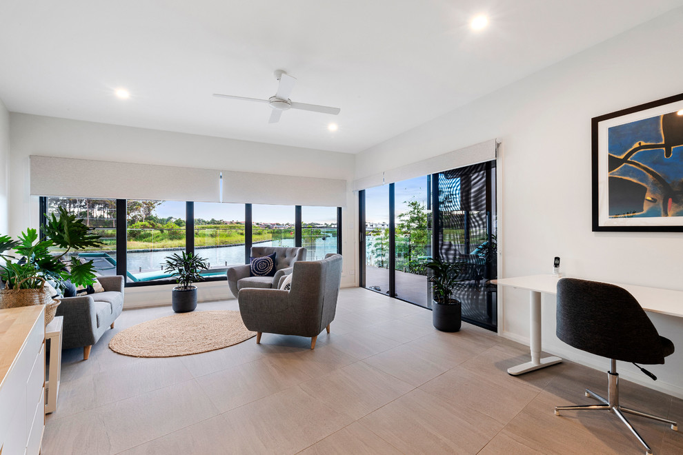 Contemporary living room in Sunshine Coast.