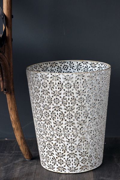 metal lace effect bin - white