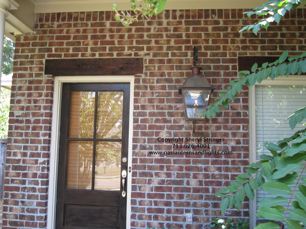 Sheryl's New Orleans Style Gas Lantern with Glass Top Steel Bracket and Curl