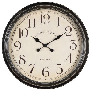 Whitley 24.5 in. Aged Black Tin Oversized Wall Clock