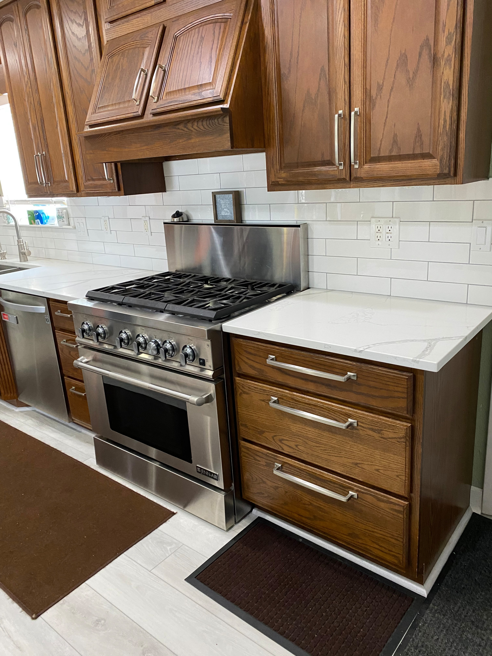 Waterford Quartz countertop and subway backsplash