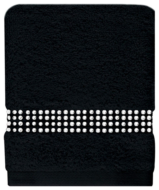 Sparkles Home Rhinestone Stripe Fingertip Towel (Set of 2) Modern