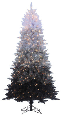 7.55Ft. Vintage Black Ombre Spruce With 600 clear lights, 7.5 Foot