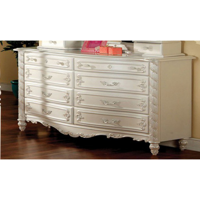 Pristine Fairy Tale Style Dresser, White Victorian Dresser