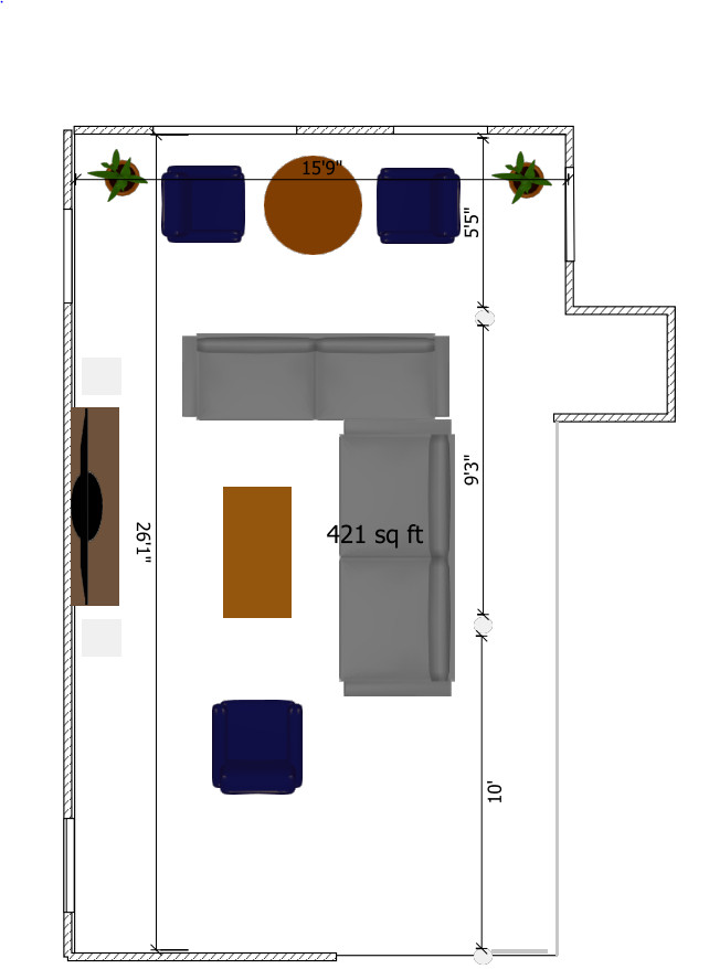 How to layout living room with two posts