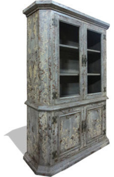 Toldeo Armoire, Grey Distressed with Scrolls