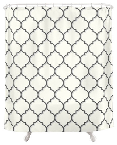 Geometric Patterned Shower Curtain, White