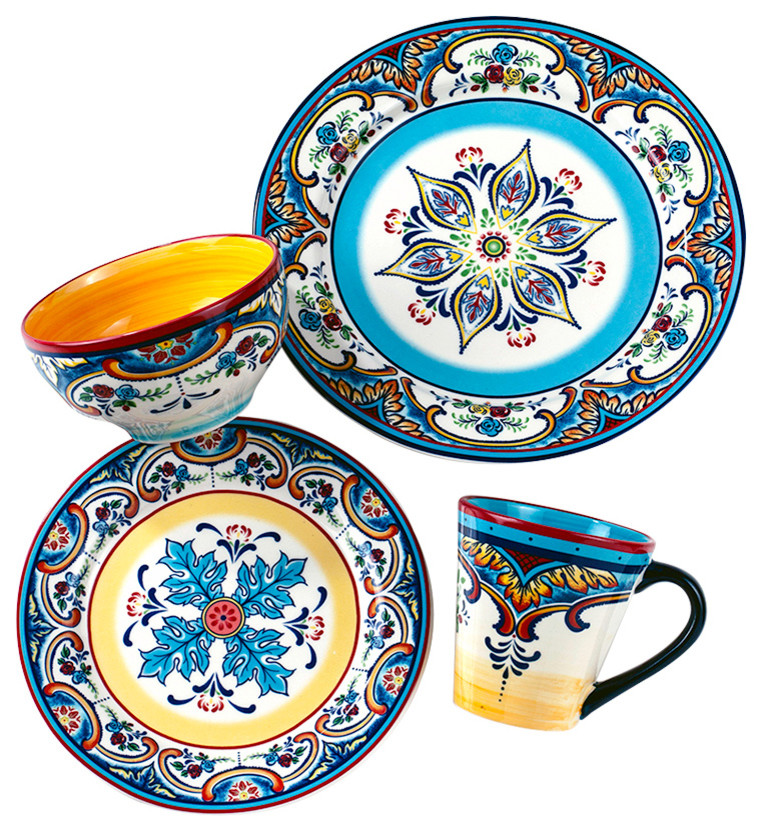 16Piece Zanzibar Dinnerware Set Mediterranean Dinnerware Sets by