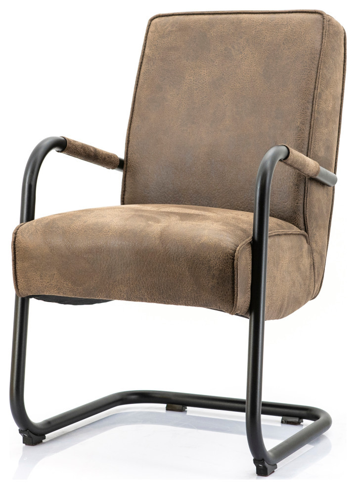 Brown Leather Dining Armchair, Eleonora Elburg - Industrial - Dining ...