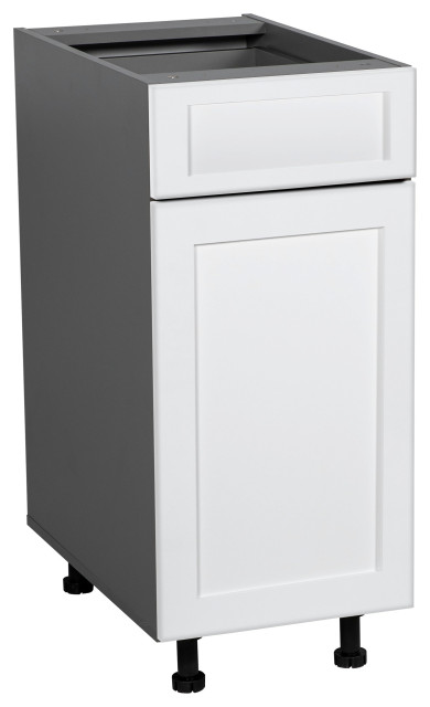 15 Base Cabinet Single Door Single Drawer with Shaker White Matte door