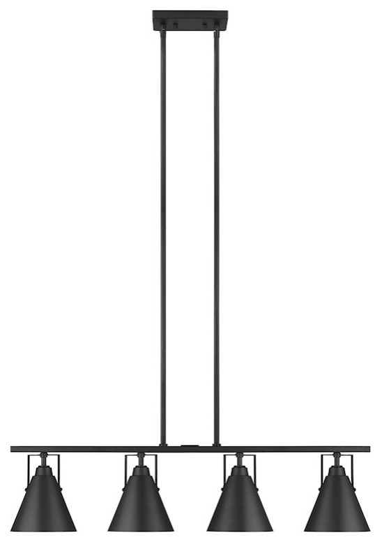 Sea Gull Lighting Insdale 4 Light Linear Chandelier, Black/Steel