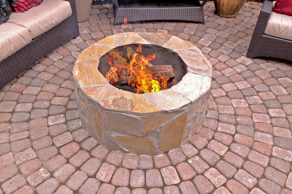 Fire Pit Water Feature Pergola Paver Courtyard Traditional