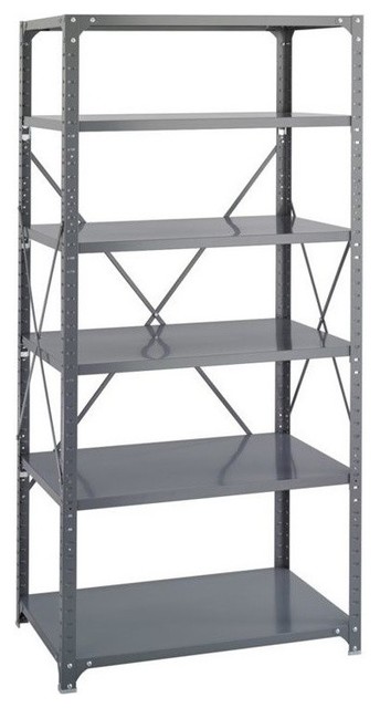 Pemberly Row 36 x 24 Commercial 6 Shelf Kit in Dark Grey Finish