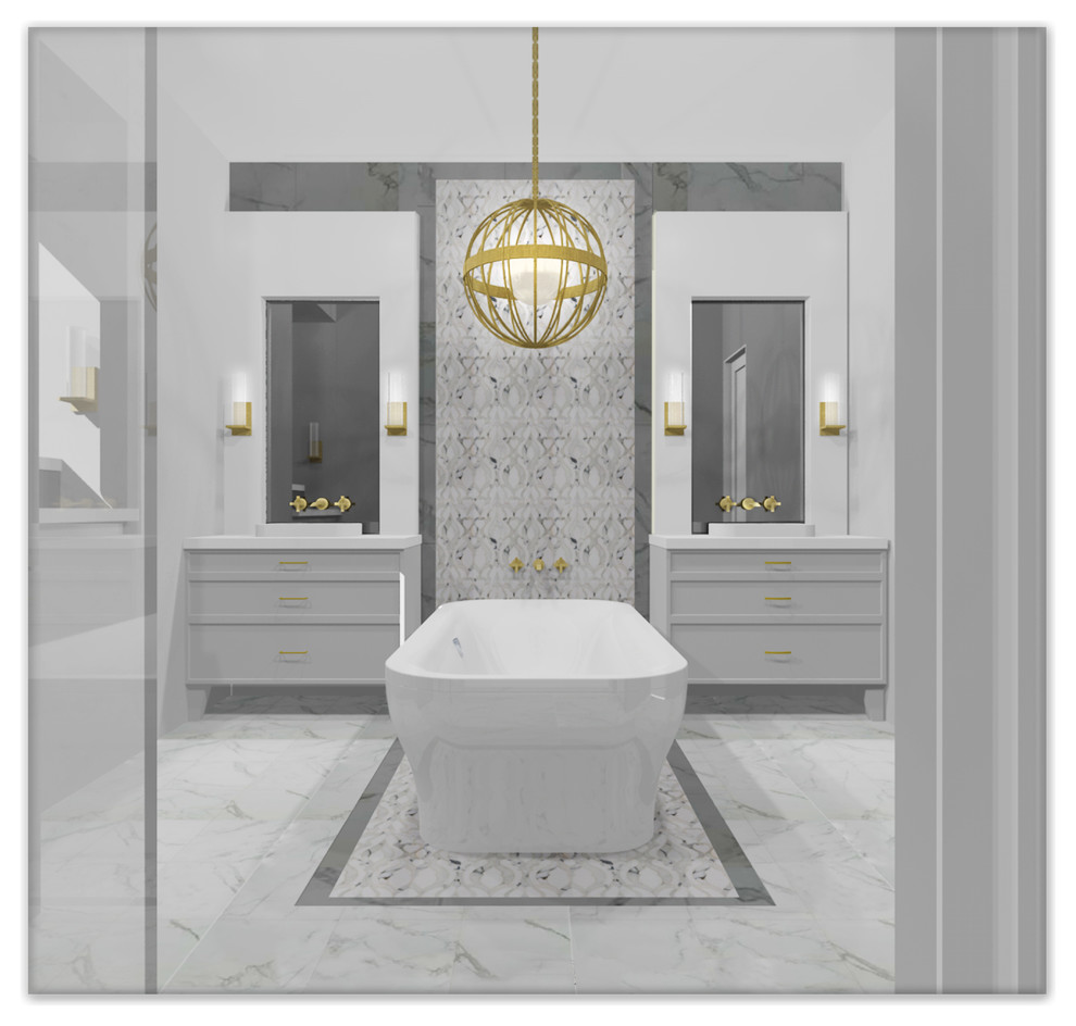 Master Bathroom Renovation | Gold, Gray & Cobalt | Spring Valley | Houston, TX