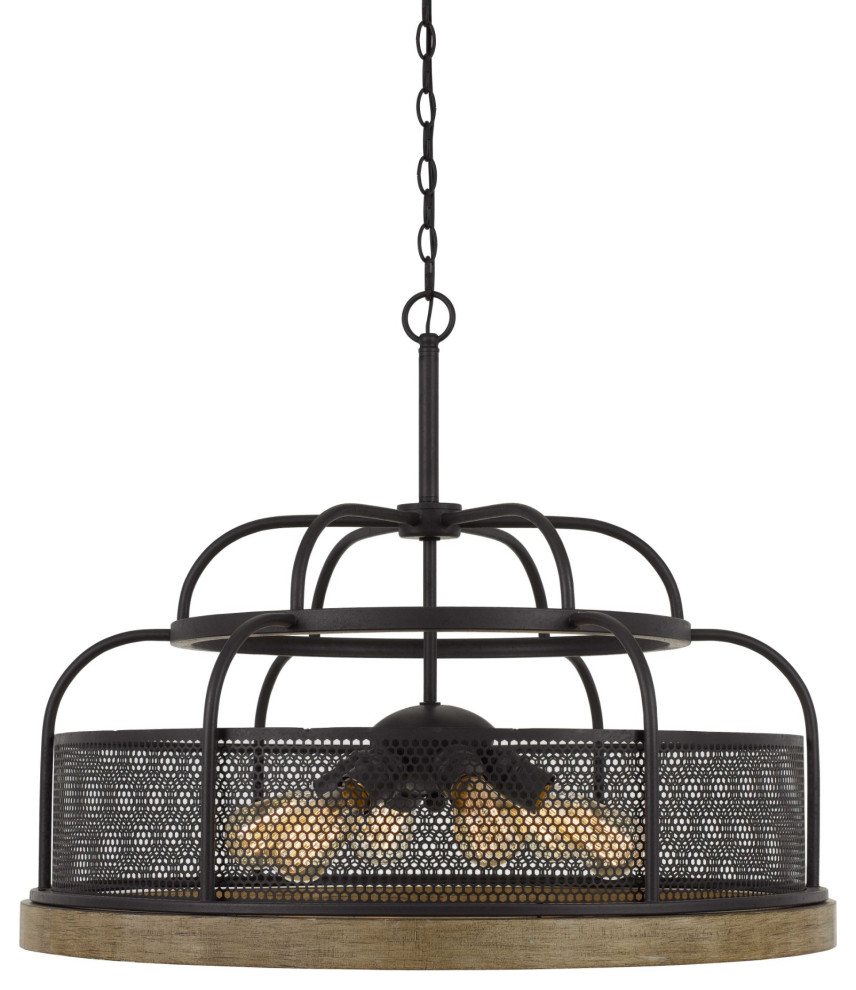 Cal Lighting FX-3706-6 Akaki 6 Light 24"W Chandelier - Iron / Light Oak