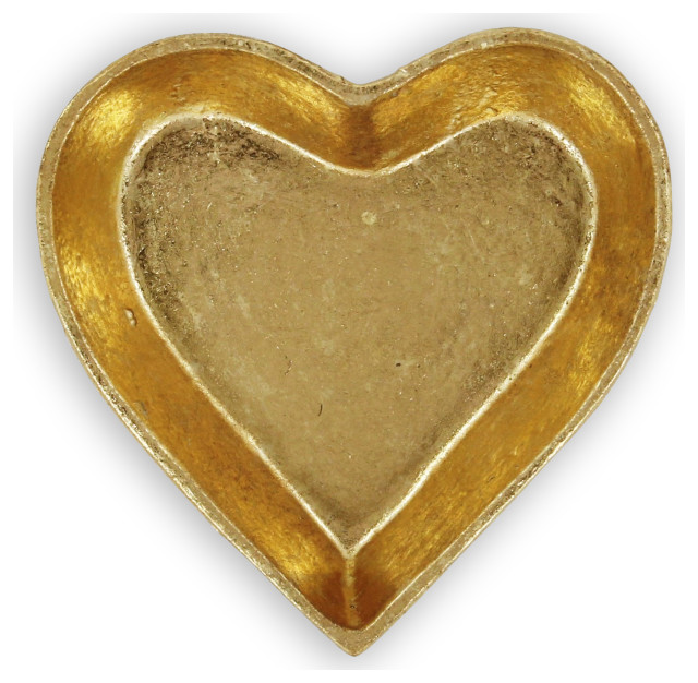 Isano Golden Cast Iron Heart Contemporary Decorative Objects And