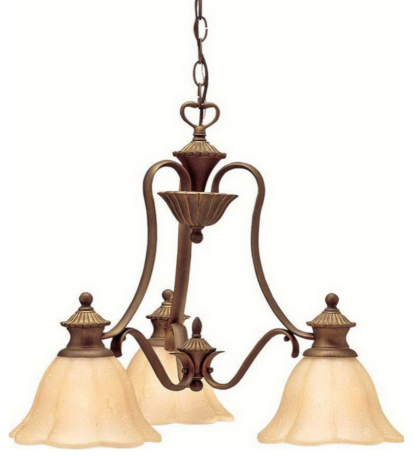 Kichler Parisian Bronze And Sunset Glass Kempton Park 3 Light