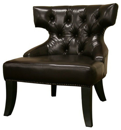 Taft Dark Brown Leather Club Chair