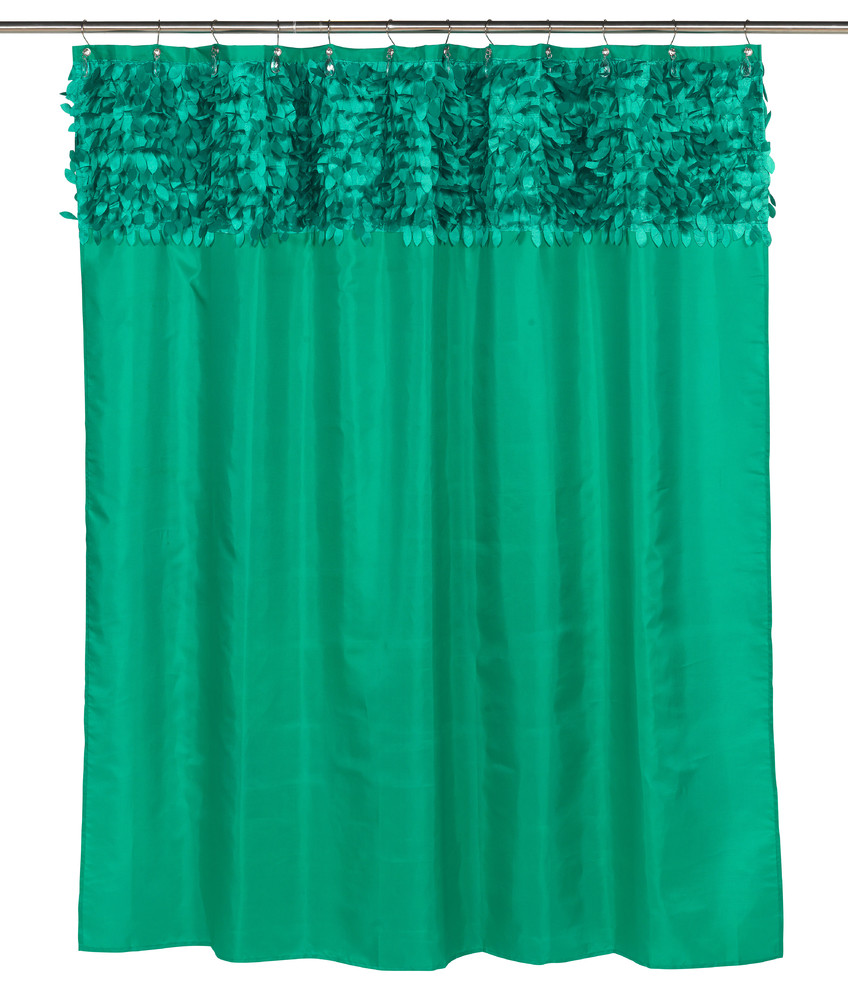 "Jasmine" Fabric Shower Curtain in Emerald