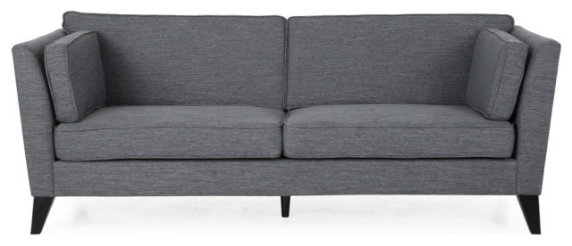 Kelvin Contemporary 3-Seater Fabric Sofa, Charcoal/Dark Brown