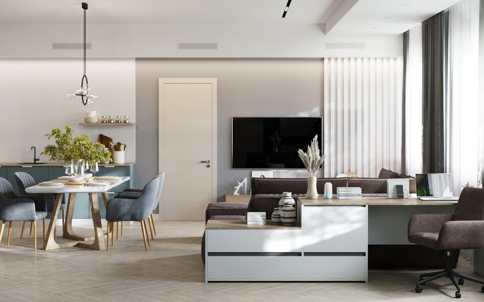 Дизайн кухни-гостиной