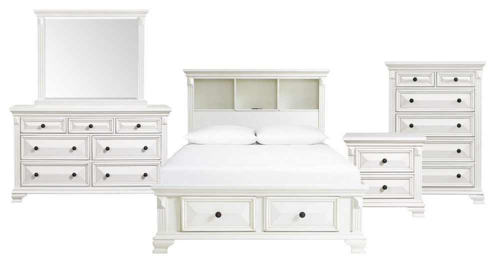 Picket House Trent Full Storage 5 Piece Bedroom Set, White