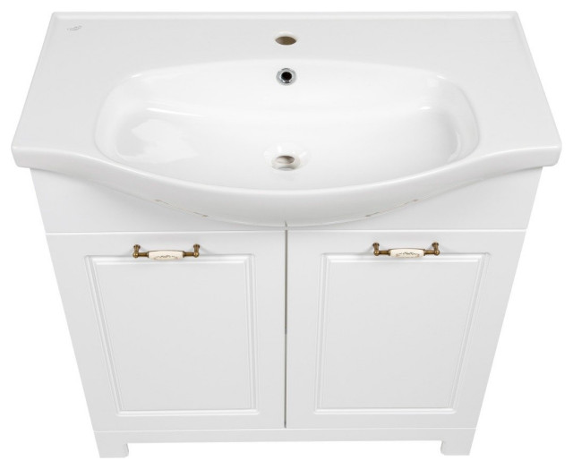 Modern free standing bathroom vanity classic white matt no mirror 26