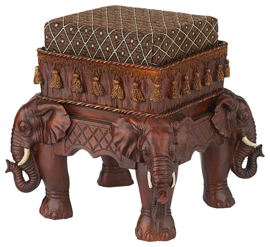 Design Toscano Maharajahs Elephant Footstool Mediterranean Footstools And Ottomans by