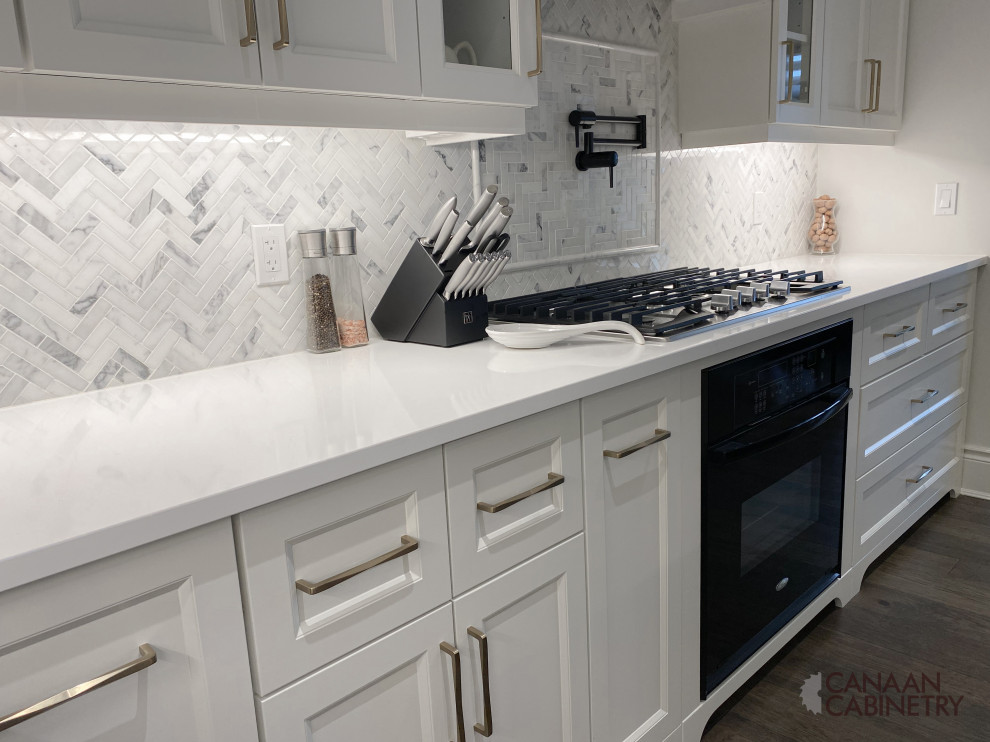 Example of a transitional kitchen design in Toronto