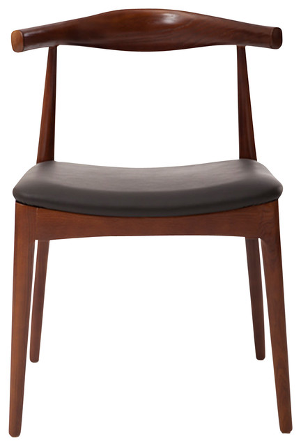 Elbow Dining Chair Black Italian Leather And Ash Wood Walnut Elbow Dining Chair Black Italian Leather And Ash Wood Walnut Stain Contemporary